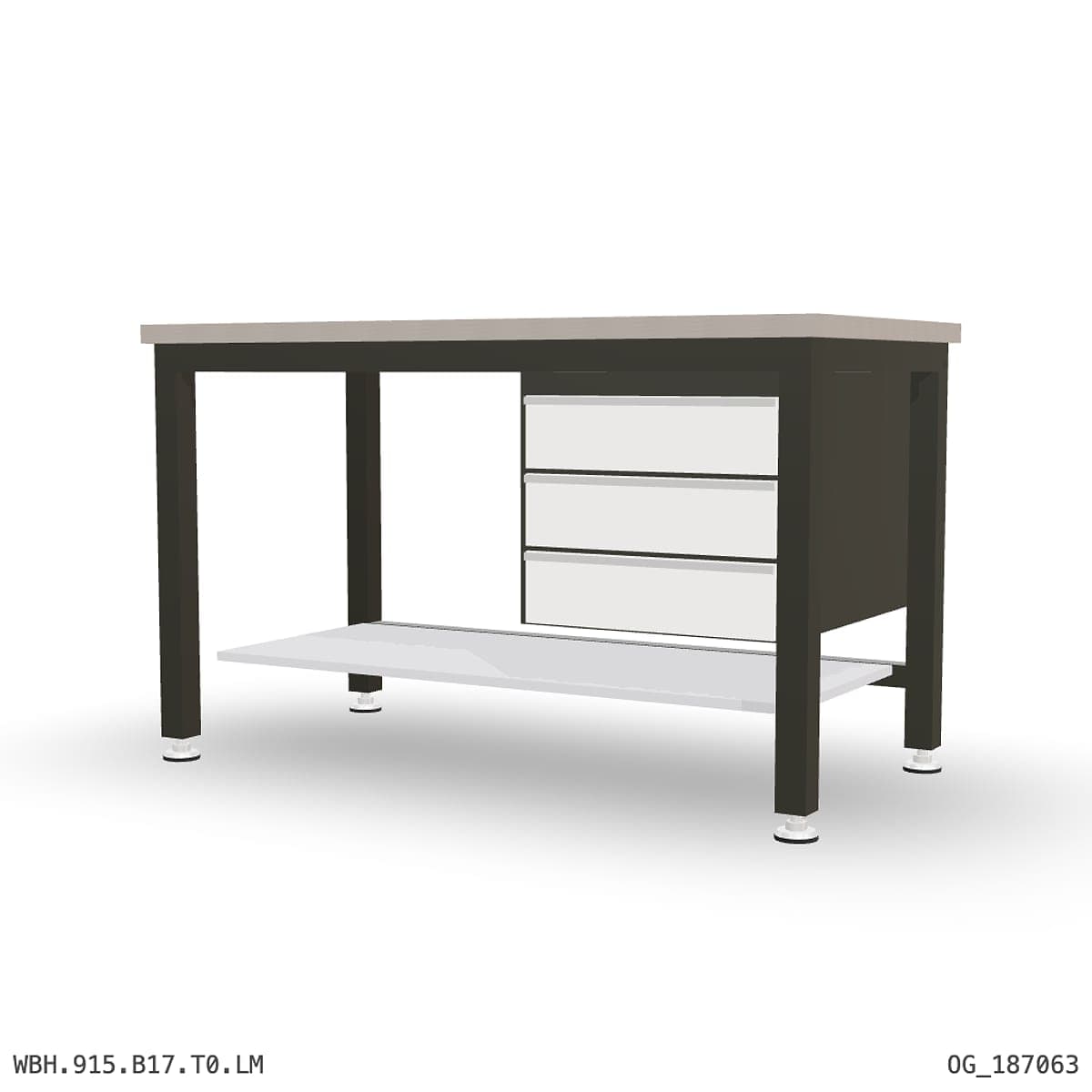 Heavy Duty Workbench 1500mm — Laminated Timber (42mm HDF), under-bench storage by Atomic Tawk