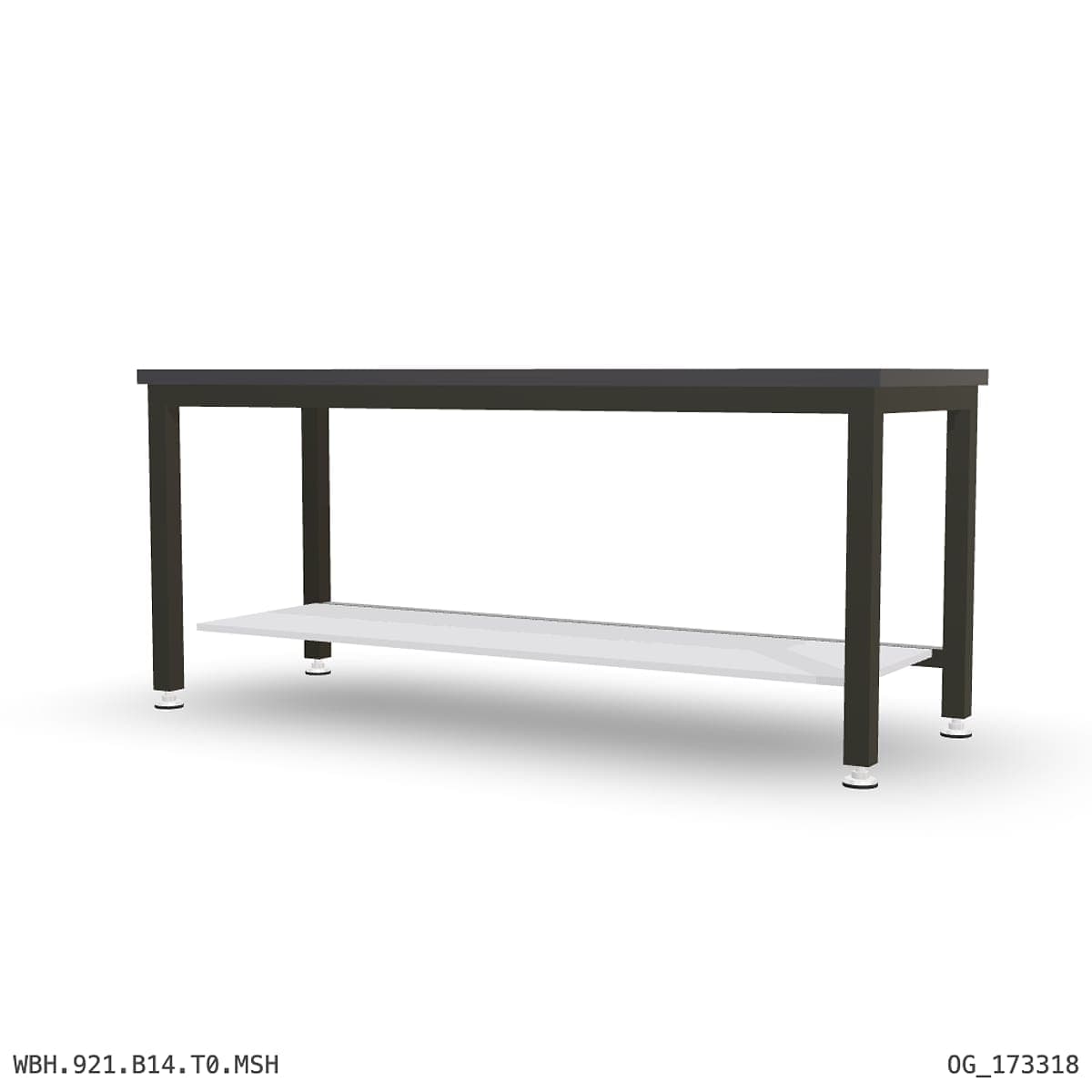 Heavy Duty Workbench 2100mm — 3mm Mild Steel (Heavy), under-bench storage by Atomic Tawk