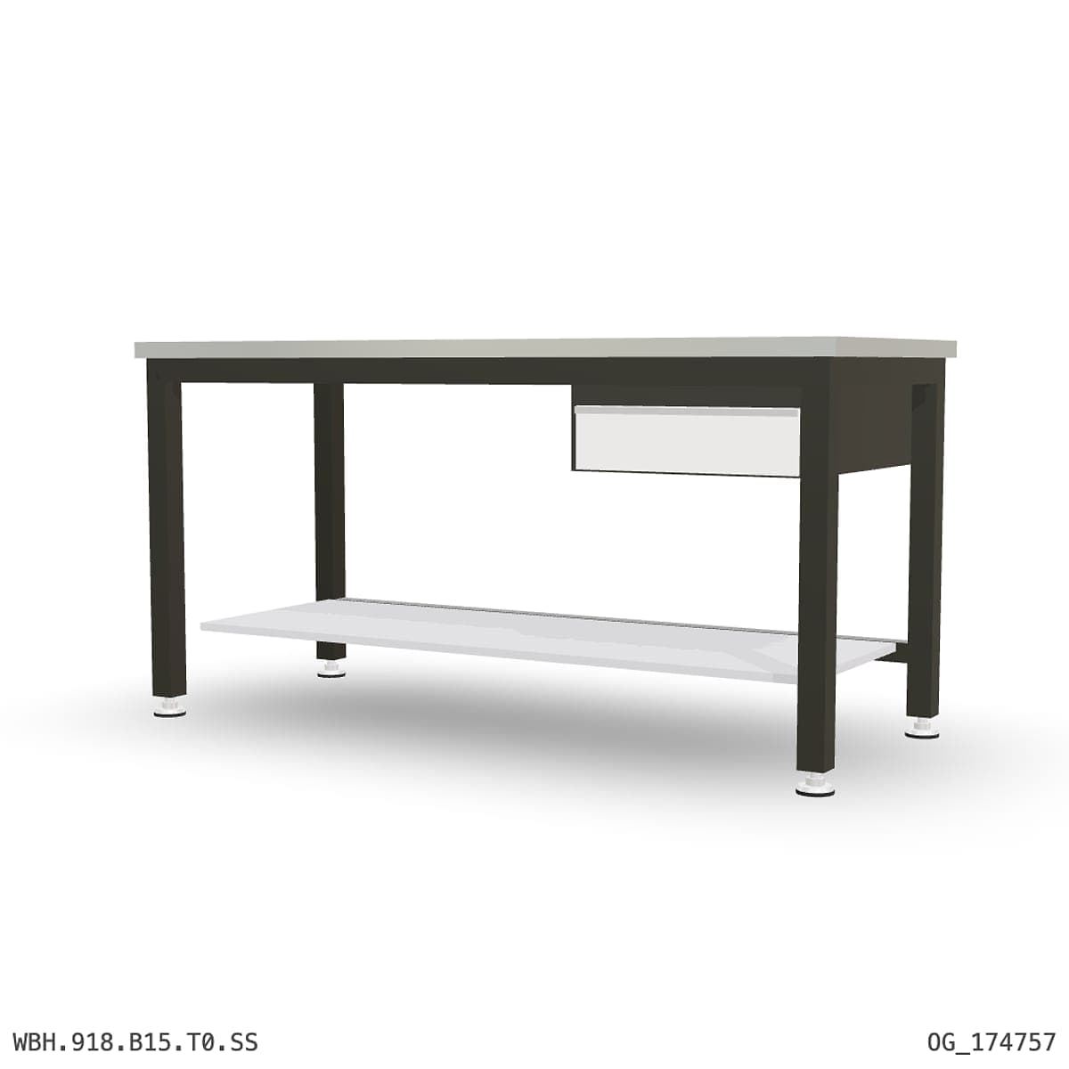 Heavy Duty Workbench 1800mm — Stainless Steel (1.2mm 304), under-bench storage by Atomic Tawk