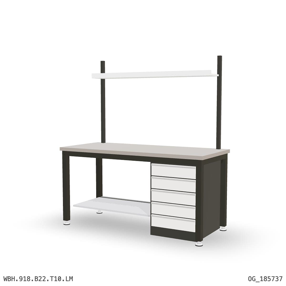 Heavy Duty Workbench 1800mm — Laminated Timber (42mm HDF), under-bench storage + overhead shelving by Atomic Tawk