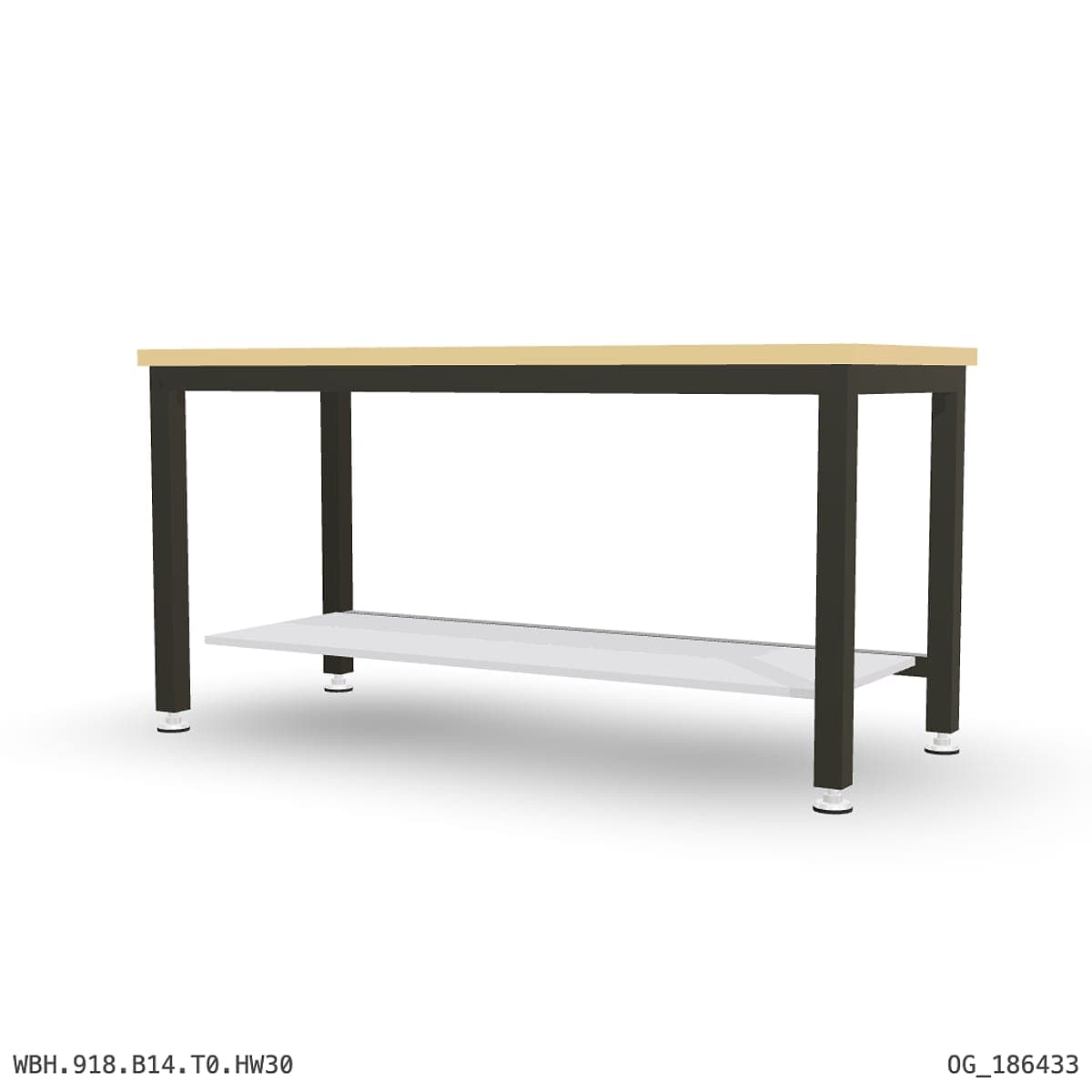 Heavy Duty Workbench 1800mm — Hardwood Oak 30mm, under-bench storage by Atomic Tawk
