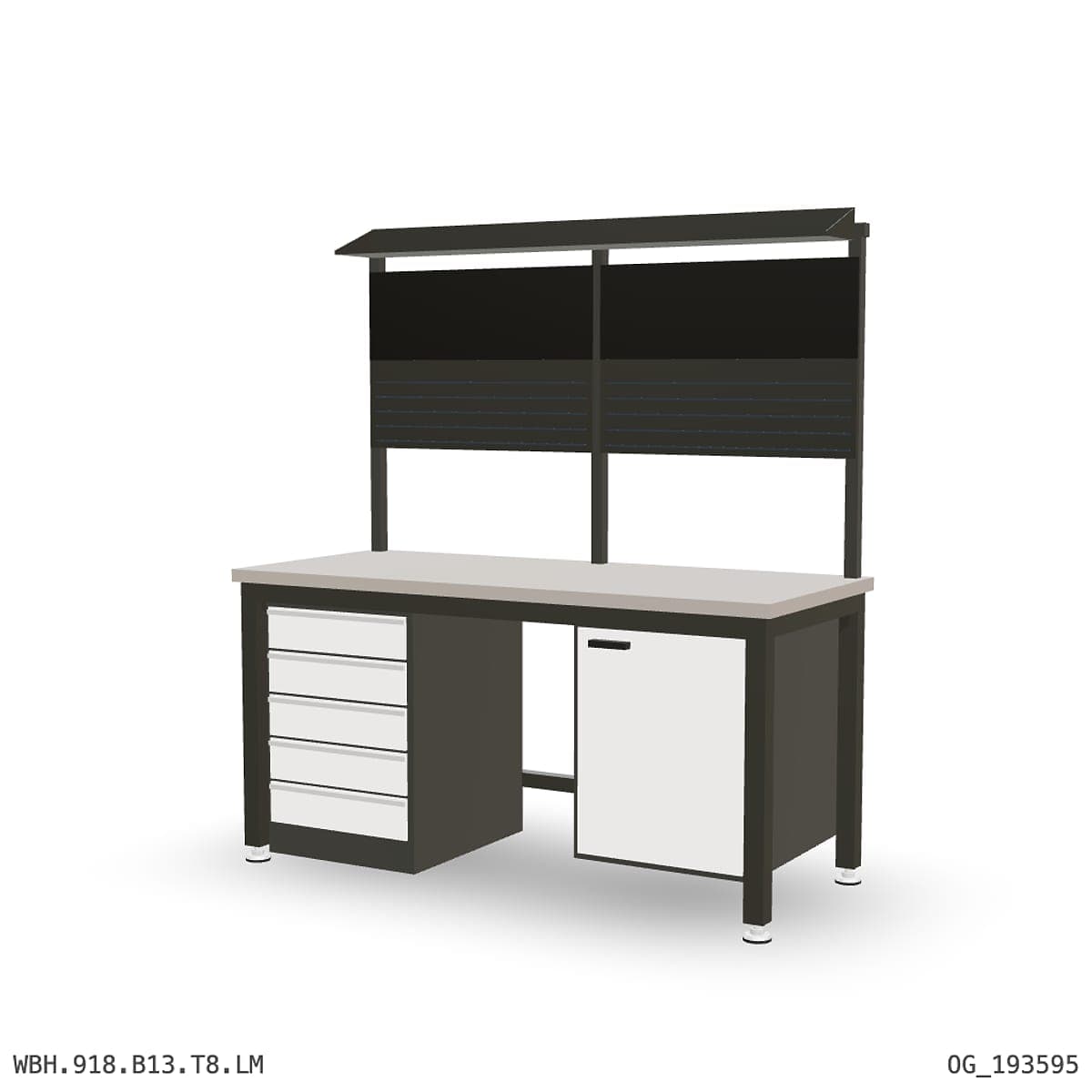 Heavy Duty Workbench 1800mm — Laminated Timber (42mm HDF), under-bench storage + overhead shelving by Atomic Tawk