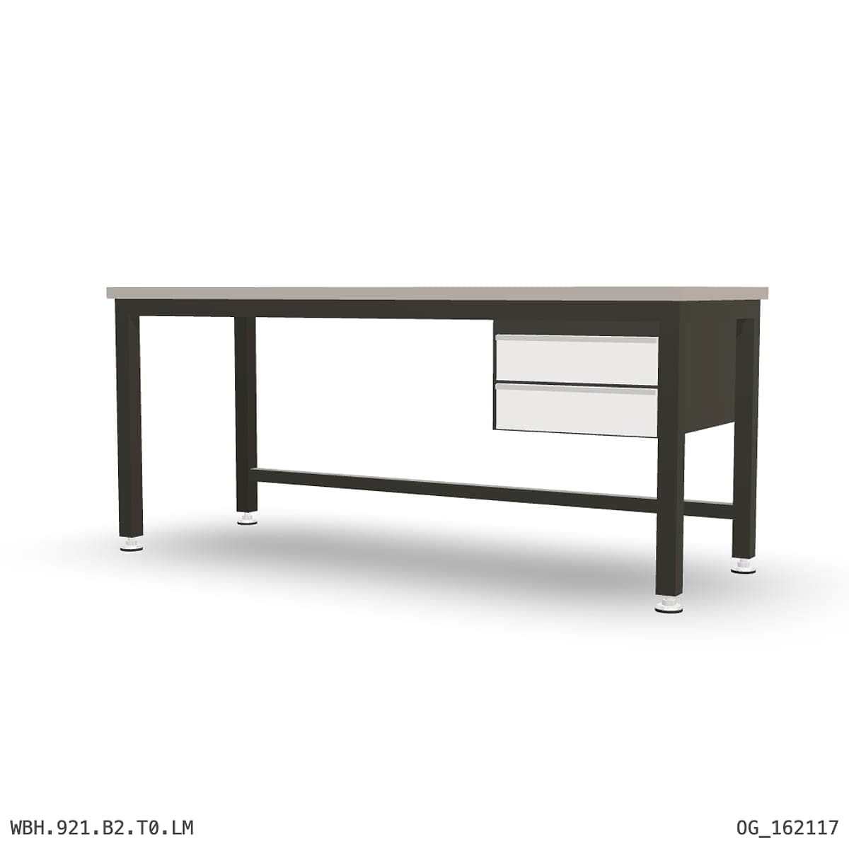 Heavy Duty Workbench 2100mm — Laminated Timber (42mm HDF), under-bench storage by Atomic Tawk