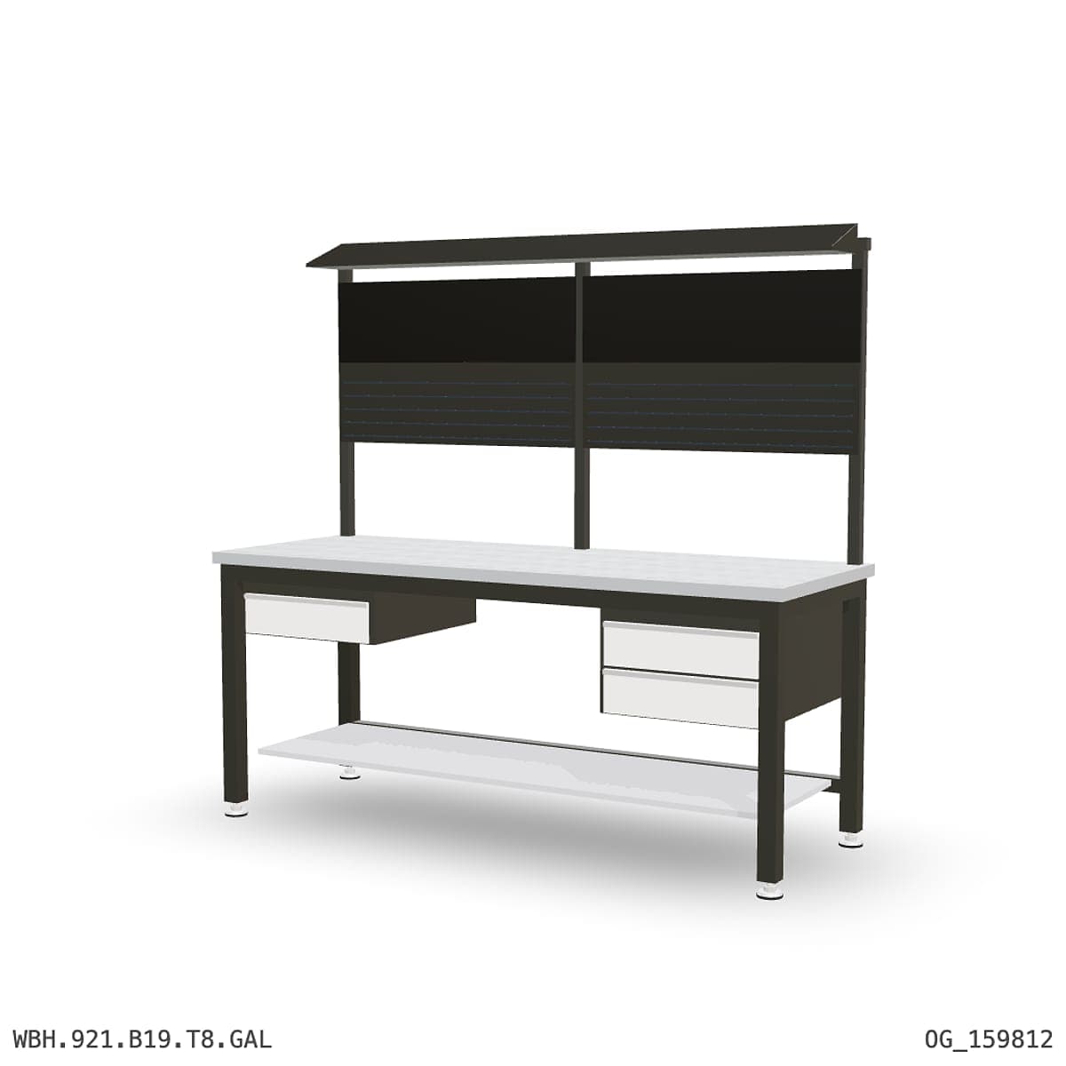 Heavy Duty Workbench 2100mm — Galvanised Steel, under-bench storage + overhead shelving by Atomic Tawk