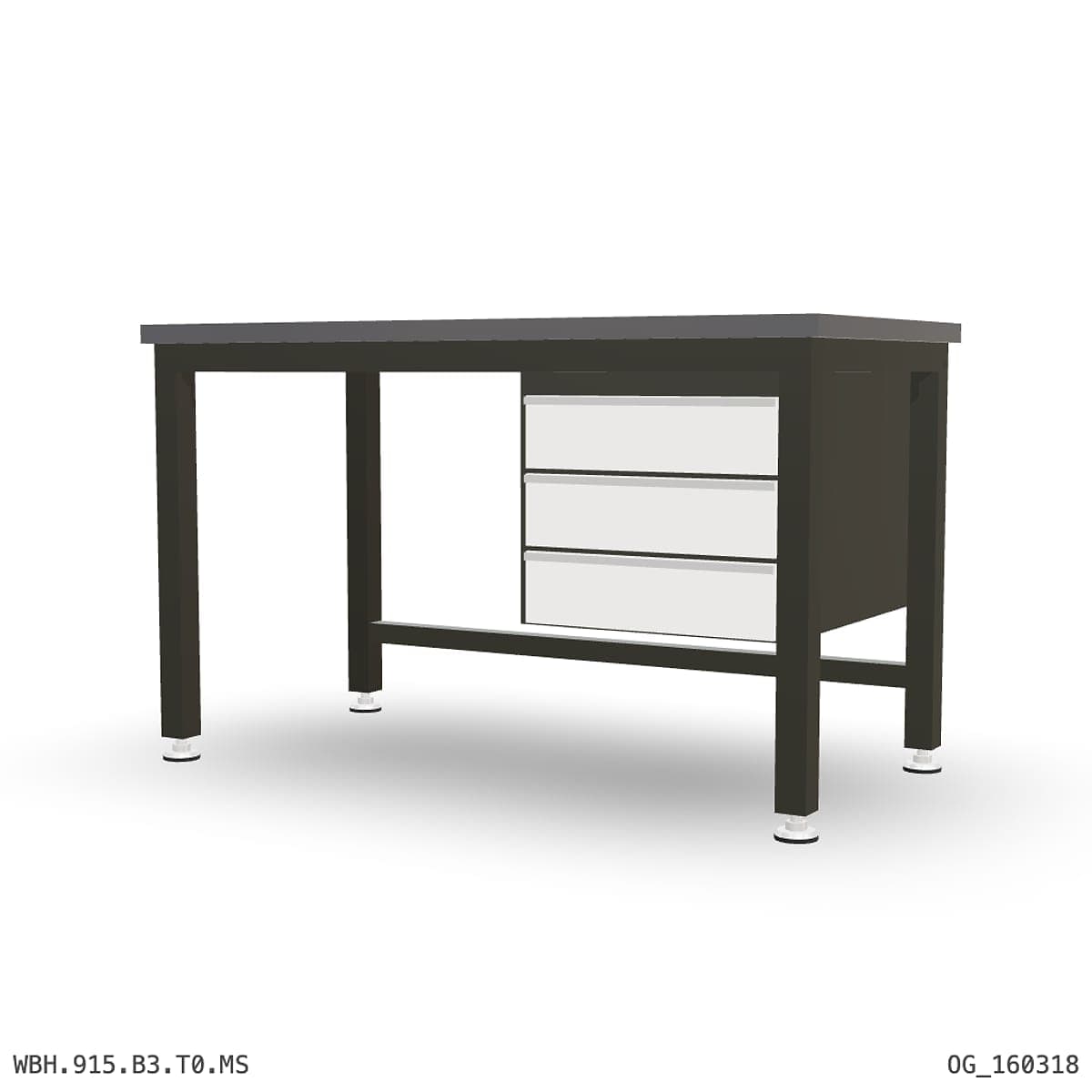 Heavy Duty Workbench 1500mm — 2mm Mild Steel, under-bench storage by Atomic Tawk