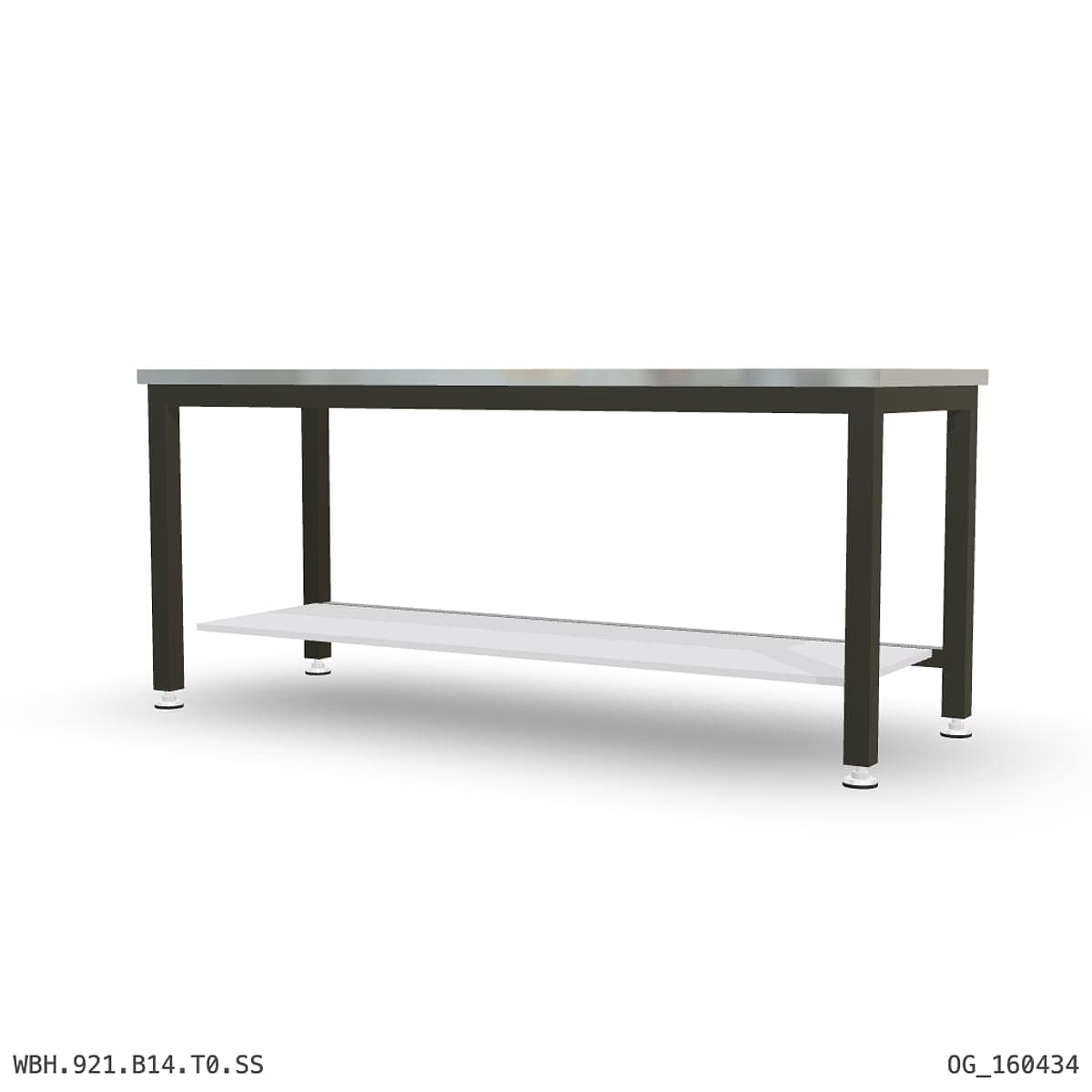 Heavy Duty Workbench 2100mm — Stainless Steel (1.2mm 304), under-bench storage by Atomic Tawk