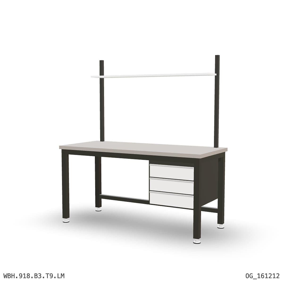 Heavy Duty Workbench 1800mm — Laminated Timber (42mm HDF), under-bench storage + overhead shelving by Atomic Tawk