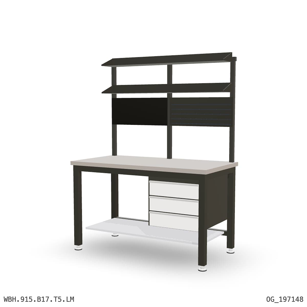 Heavy Duty Workbench 1500mm — Laminated Timber (42mm HDF), under-bench storage + overhead shelving by Atomic Tawk