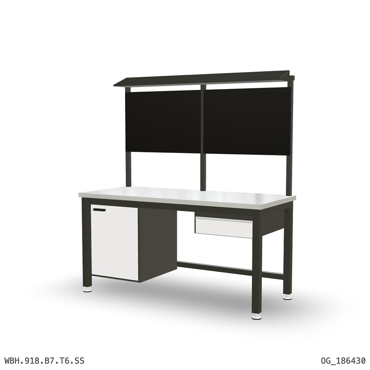 Heavy Duty Workbench 1800mm — Stainless Steel (1.2mm 304), under-bench storage + overhead shelving by Atomic Tawk