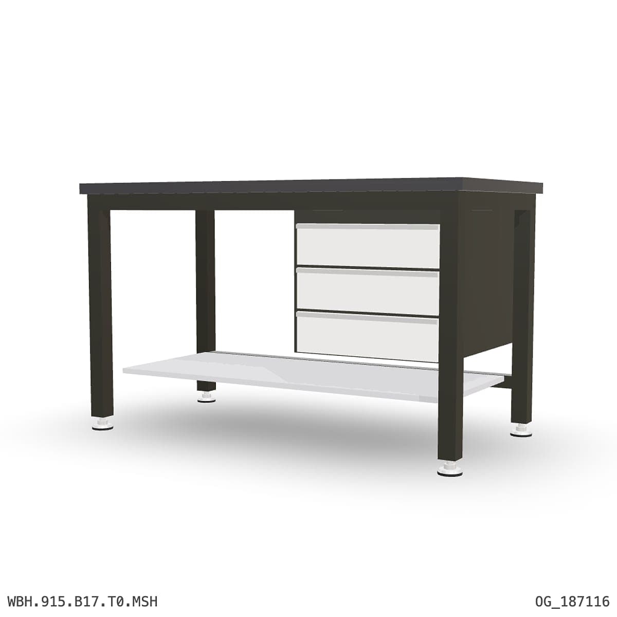 Heavy Duty Workbench 1500mm — 3mm Mild Steel (Heavy), under-bench storage by Atomic Tawk