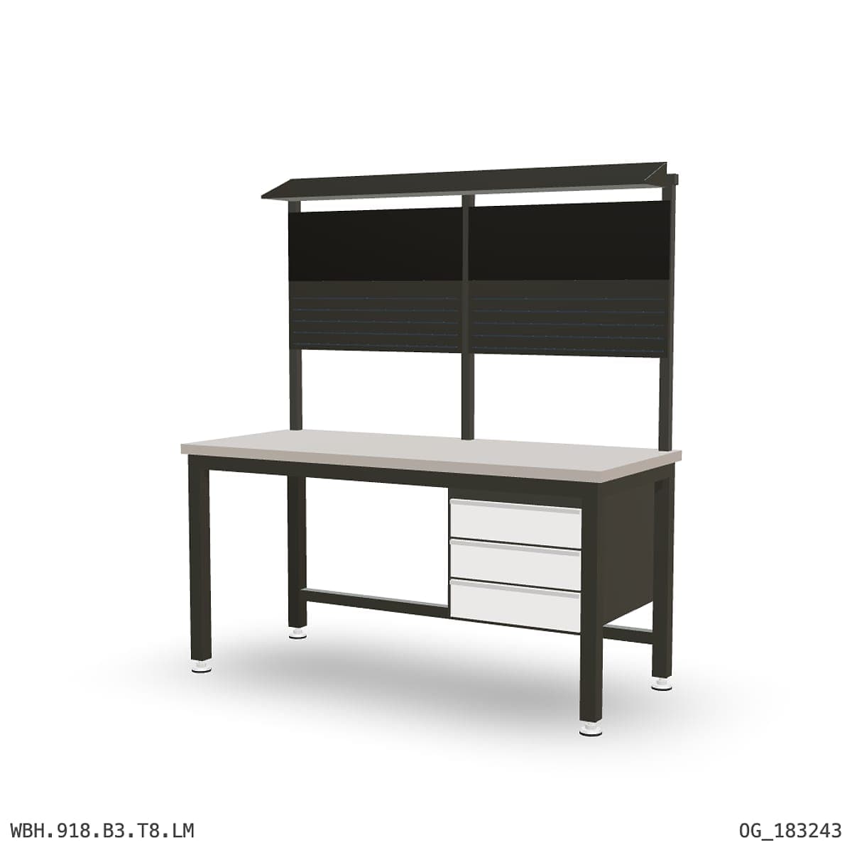 Heavy Duty Workbench 1800mm — Laminated Timber (42mm HDF), under-bench storage + overhead shelving by Atomic Tawk