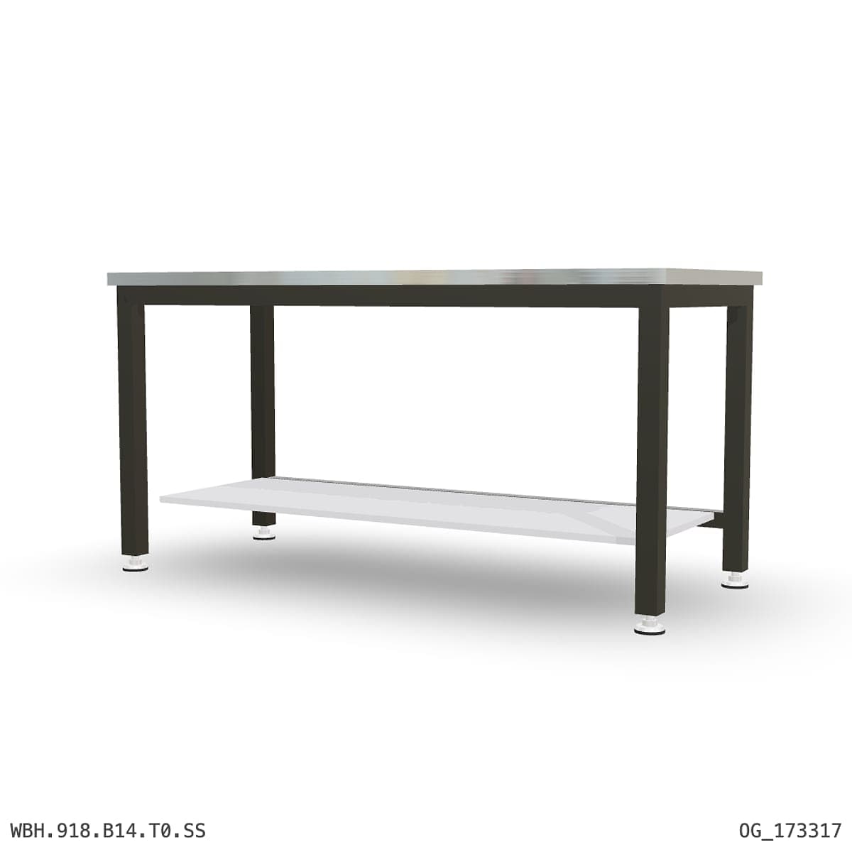 Heavy Duty Workbench 1800mm — Stainless Steel (1.2mm 304), under-bench storage by Atomic Tawk