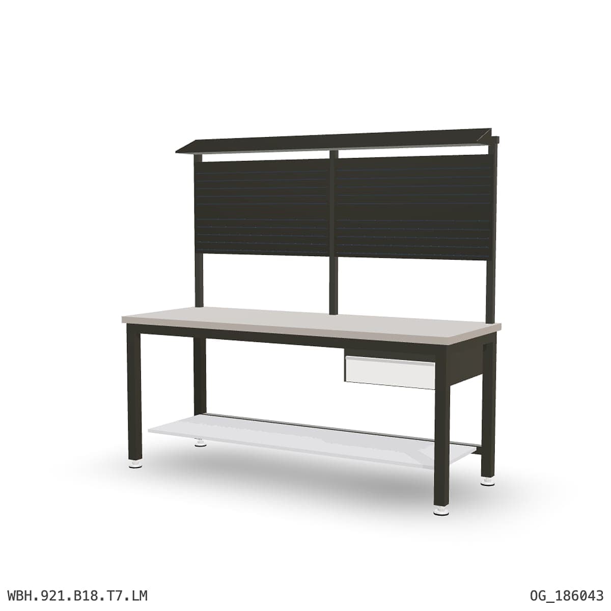 Heavy Duty Workbench 2100mm — Laminated Timber (42mm HDF), under-bench storage + overhead shelving by Atomic Tawk
