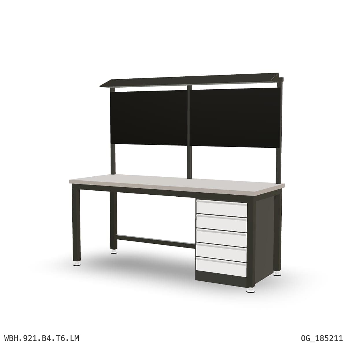 Heavy Duty Workbench 2100mm — Laminated Timber (42mm HDF), under-bench storage + overhead shelving by Atomic Tawk