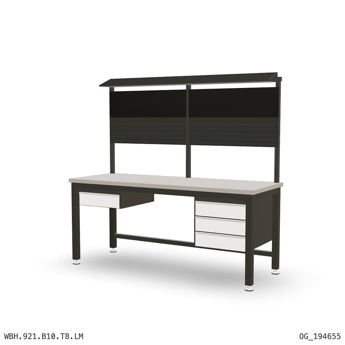 Heavy Duty Workbench 2100mm — Laminated Timber (42mm HDF), under-bench storage + overhead shelving by Atomic Tawk