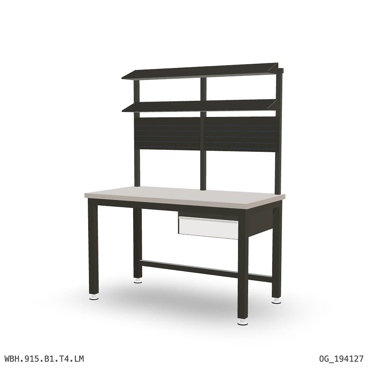 Heavy Duty Workbench 1500mm — Laminated Timber (42mm HDF), under-bench storage + overhead shelving by Atomic Tawk