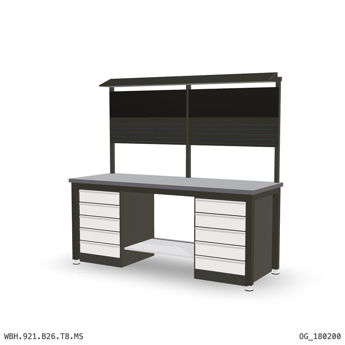 Heavy Duty Workbench 2100mm — 2mm Mild Steel, under-bench storage + overhead shelving by Atomic Tawk