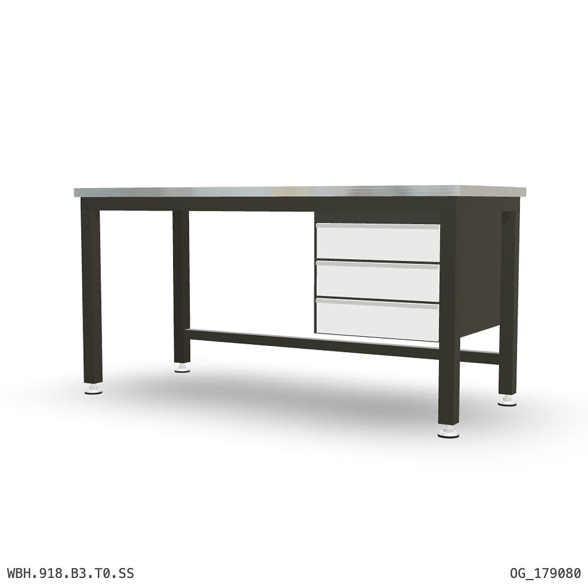 Heavy Duty Workbench 1800mm — Stainless Steel (1.2mm 304), under-bench storage by Atomic Tawk