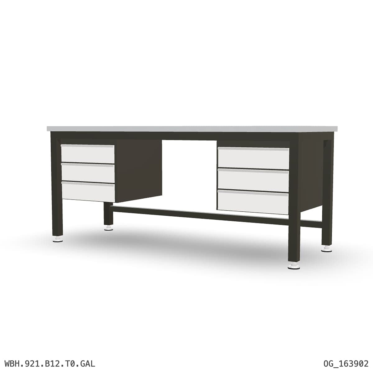 Heavy Duty Workbench 2100mm — Galvanised Steel, under-bench storage by Atomic Tawk