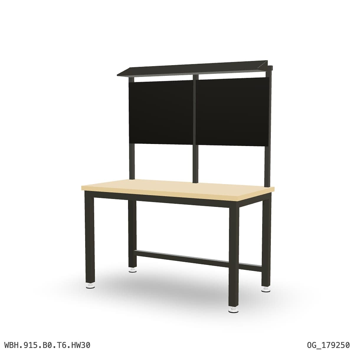Heavy Duty Workbench 1500mm — Hardwood Oak 30mm, overhead shelving by Atomic Tawk