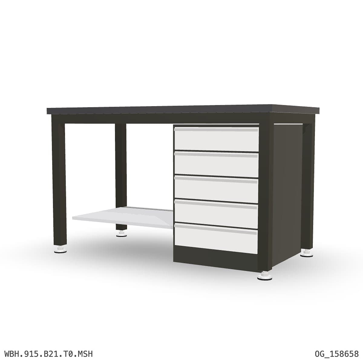 Heavy Duty Workbench 1500mm — 3mm Mild Steel (Heavy), under-bench storage by Atomic Tawk