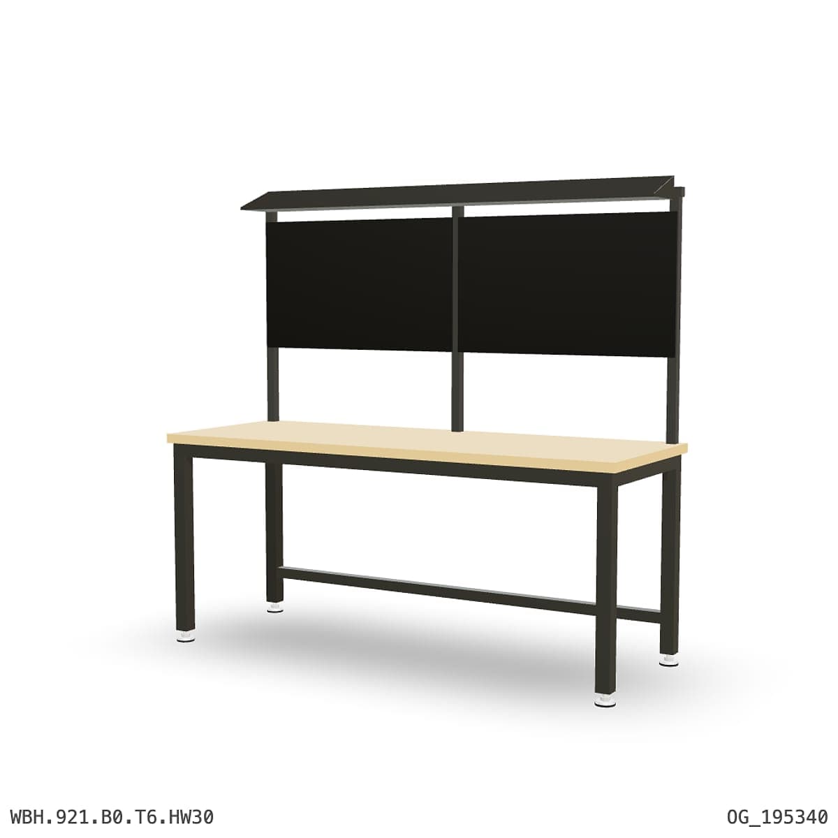 Heavy Duty Workbench 2100mm — Hardwood Oak 30mm, overhead shelving by Atomic Tawk