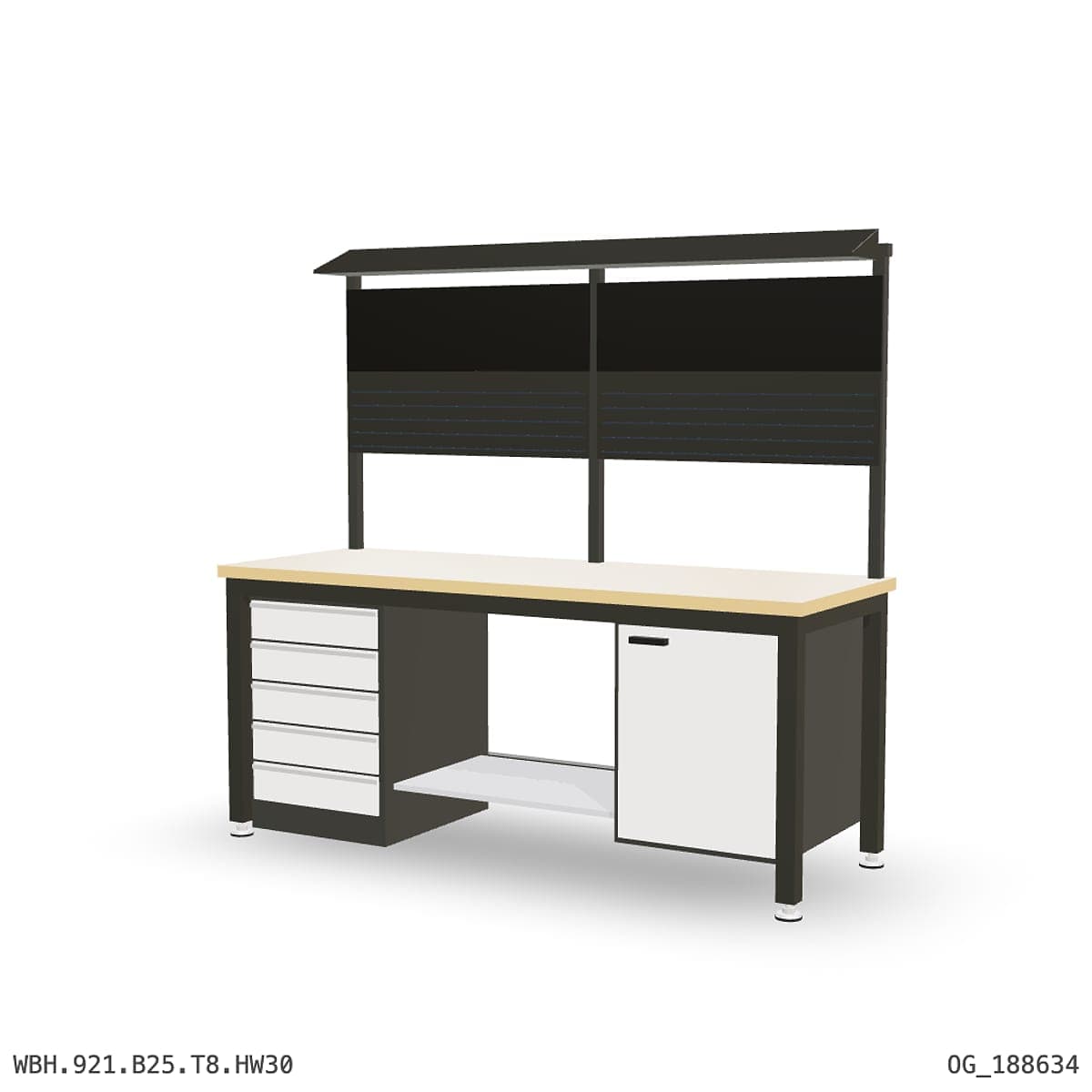 Heavy Duty Workbench 2100mm — Hardwood Oak 30mm, under-bench storage + overhead shelving by Atomic Tawk